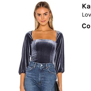 Lovers + Friends Blue Velvet Crop Top